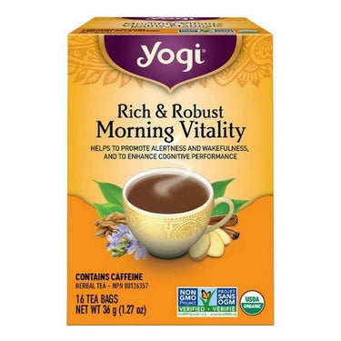 Yogi, Organic Rich And Robust Morning Vitality Herbal Tea, 16 Bags (Case Of 6)