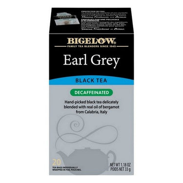 Bigelow, Earl Grey Black Tea Decaffeinated, 20 Bags (Case Of 6)
