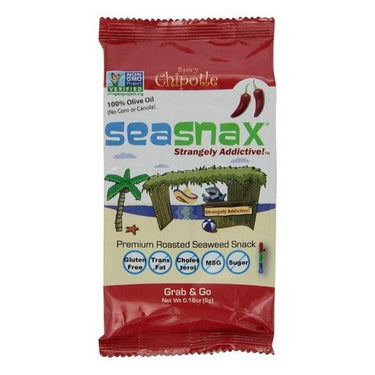 Seasnax, Organic Roasyed Seaweed Spicy Chipotle Snack, 5 Grams (Case Of 16)