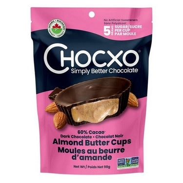 Chocxo, Organic Dark Chocolate Almond Butter Cups, 98 Grams (Case Of 6)