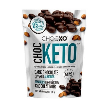 Chocxo, Keto 85% Dark Chocolate Covered Almonds, 100 Grams (Case Of 6)