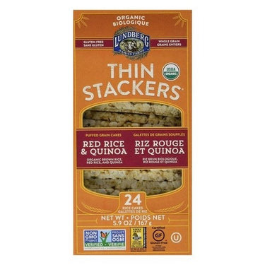 Lundberg, Organic Red Rice And Quinoa Puffed Grain Cakes Thin Stackers, 167 Grams (Case Of 6)