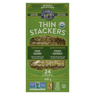 Organic Fine Herb Brown Rice Thin Stackers 168 Grams by Lundberg