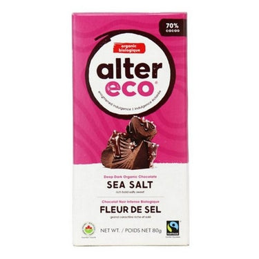 Alter Eco, Organic Dark Sea Salt Chocolate 70% Cocoa, 80 Grams (Case Of 12)