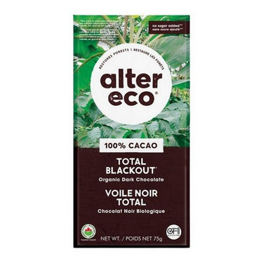 Alter Eco, Organic Total Black Out Chocolate 100% Cocoa, 75 Grams (Case Of 12)