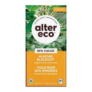 Alter Eco, Organic Dark Chocolate Almond Blackout 85% Cocoa, 75 Grams (Case Of 12)
