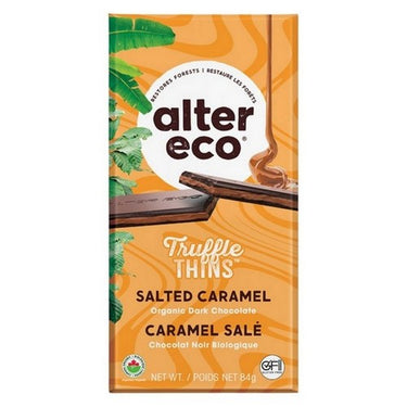 Alter Eco, Organic Dark Chocolate Truffle Thins Salted Caramel, 84 Grams (Case Of 12)