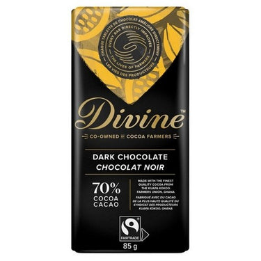 Divine Chocolate, Dark Chocolate 70% Cocoa, 85 Grams (Case Of 12)