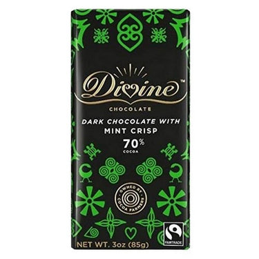Divine Chocolate, 70% Dark Chocolate With Mint Crisp, 85 Grams (Case Of 12)