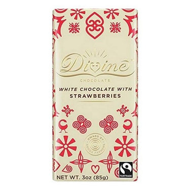 Divine Chocolate, Divine White Chocolate With Strawberries, 85 Grams (Case Of 12)