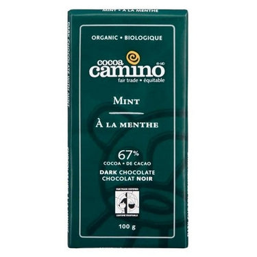 Camino, Organic Mint Chocolate Bar 67% Cocoa, 100 Grams (Case Of 12)