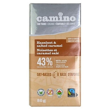Camino, Organic Chocolate Bar Hazelnut And Salted Caramel Oat 43% Cocoa, 80 Grams (Case Of 14)