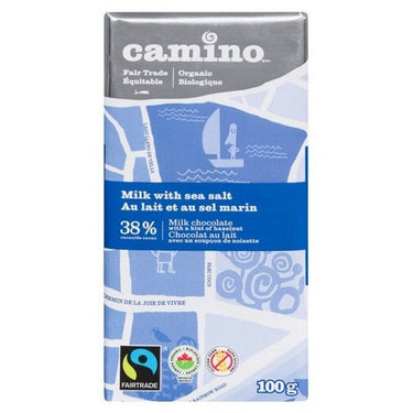 Camino, Organic Milk Chocolate With Sea Salt 38% Cocoa, 100 Grams (Case Of 12)