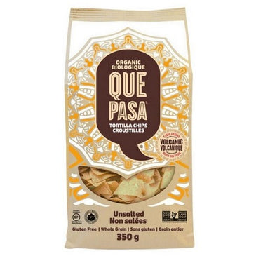 Que Pasa, Organic Tortilla Chips Unsalted, 350 Grams (Case Of 12)