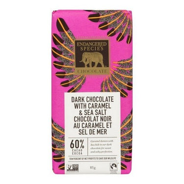 Endangered Species, Dark Chocolate With Caramel And Sea Salt, 85 Grams (Case Of 12)