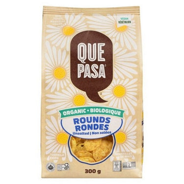 Que Pasa, Organic Unsalted Rounds Tortilla Chips, 300 Grams (Case Of 12)