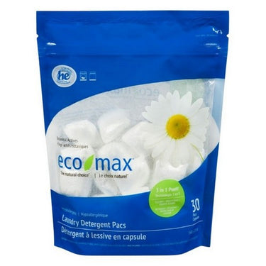 Laundry Detergent Pacs 3-in-1 Power 18 Grams X 30 Count by Eco-Max