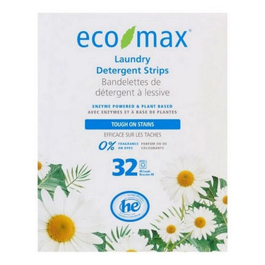 Eco-Max, Laundry Detergent Strips Tough Stains Plant Based Detergents, 32 Count (Case Of 12)