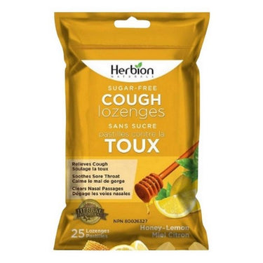 Cough Lozenges Sugar Free Honey Lemon 25 Count by Herbion