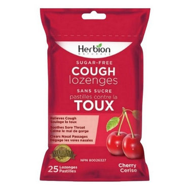 Cough Lozenges Sugar Free Cherry 25 Count by Herbion