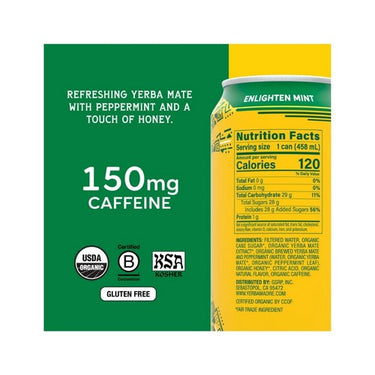 Organic Yerba Mate Enlighten Mint 458 Ml X 12 by Guayaki