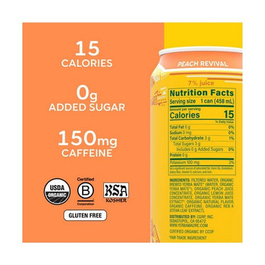 Organic Yerba Mate Peach 458 Ml X 12 by Guayaki