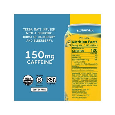 Guayaki, Organic Yerba Mate Bluephoria, 458 Ml X 12