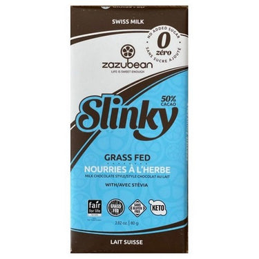 Slinky Grass Fed Swiss Milk Chocolate Style 49% Cacao 80 Grams X 12 by Zazubean