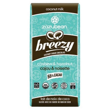 Breezy Coconut Milk Chocolate 55% Cacao Cashew And Hazelnut 85 Grams X 12 by Zazubean