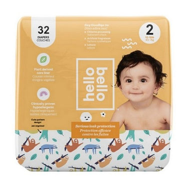 Premium Baby Diapers Size 2 (10–16 Pounds) Jumbo Box 32 Count X 4 by Hello Bello