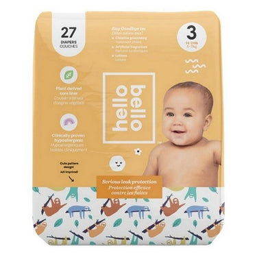 Premium Baby Diapers Size 3 (14–24 Pounds) Jumbo Box 27 Count X 4 by Hello Bello