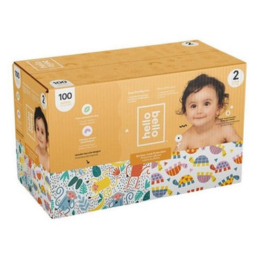 Disposable Diapers Size 2 (12–18 Pounds) Club Box 100 Count by Hello Bello