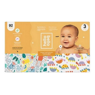 Premium Disposable Baby Diapers Size 3 (16–28 Pounds) Club Box 92 Count by Hello Bello