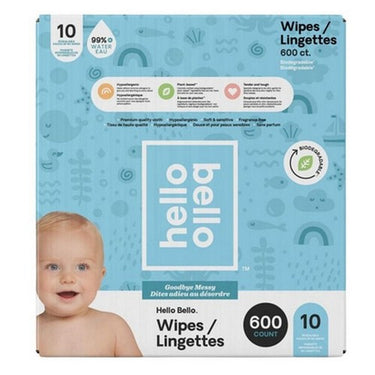 Baby Wipes Fragrance Free 600 Count by Hello Bello