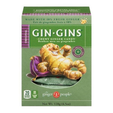 Original Gin Gins Ginger Chews Candy 128 Grams X 12 by Ginger People