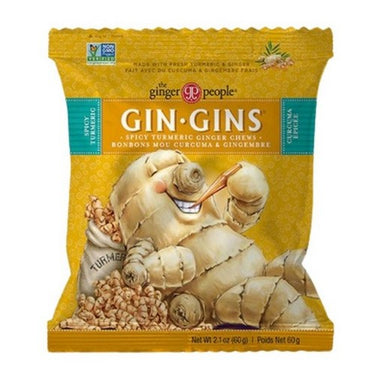 Gin Gins Spicy Turmeric Ginger Chews Candy 60 Grams X 12 by Ginger People