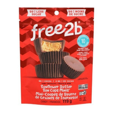 Mini Sunflower Butter Cups Dark Chocolate 119 Grams X 8 by Free2B
