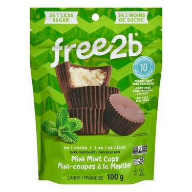 Dark Chocolate Mini Mint Cups 100 Grams X 8 by Free2B