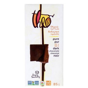 Classic Organic 85% Cacao Dark Chocolate 85 Grams (Case Of 12) by Theo