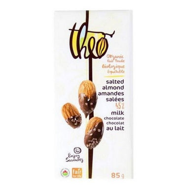 Organic Salt Almond 45% Milk Chocolate 85 Grams (Case Of 12) by Theo