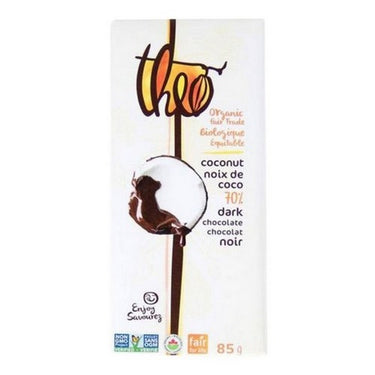 Organic Coconut 70% Dark Chocolate 85 Grams (Case Of 12) by Theo