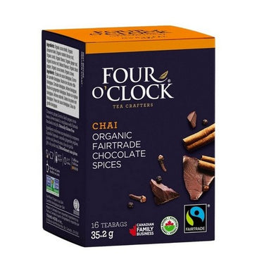 Organic Fairtrade Chocolate Spices 16 Bags (Case Of 6) by Four O'Clock Tea
