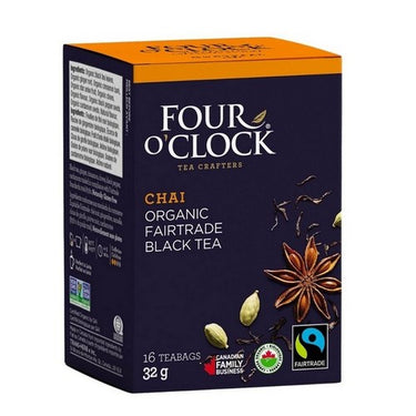 Organic Fairtrade Black Tea 16 Bags (Case Of 6) by Four O'Clock Tea