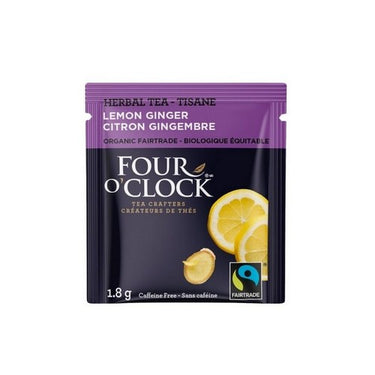 Four O'Clock Tea, Organic Fairtrade Lemon Ginger, 16 Bags (Case Of 6)