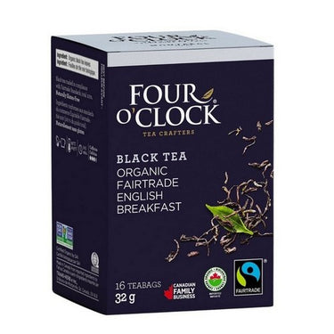 Four O'Clock Tea, Organic Fairtrade English Breakfast, 16 Bags (Case Of 6)