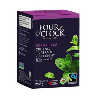 Organic Fairtrade Peppermint 16 Bags (Case Of 6) by Four O'Clock Tea
