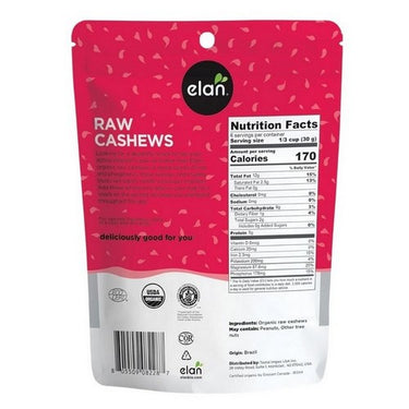 Organic Raw Cashews 185 Grams (Case Of 8) by Elan