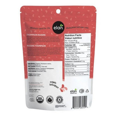 Organic Sun Dried Thompson Raisins 225 Grams (Case Of 8) by Elan