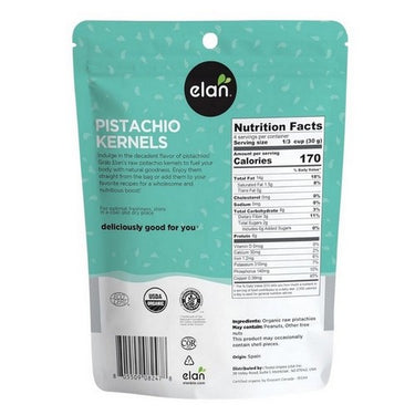 Organic Raw Pistachios 135 Grams (Case Of 8) by Elan