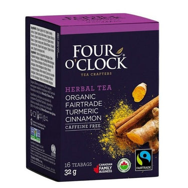 Organic Fairtrade Turmeric Cinnamon 16 Bags (Case Of 6) by Four O'Clock Tea
